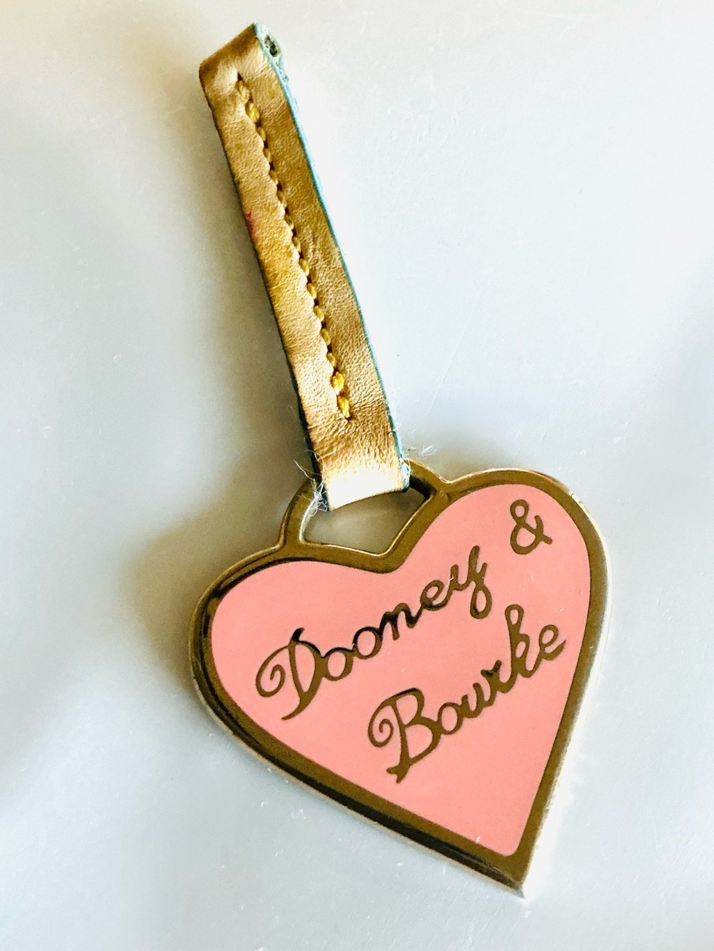 DOONEY & BOURKE, Vintage Large Pink Heart Charm with Leather Strap